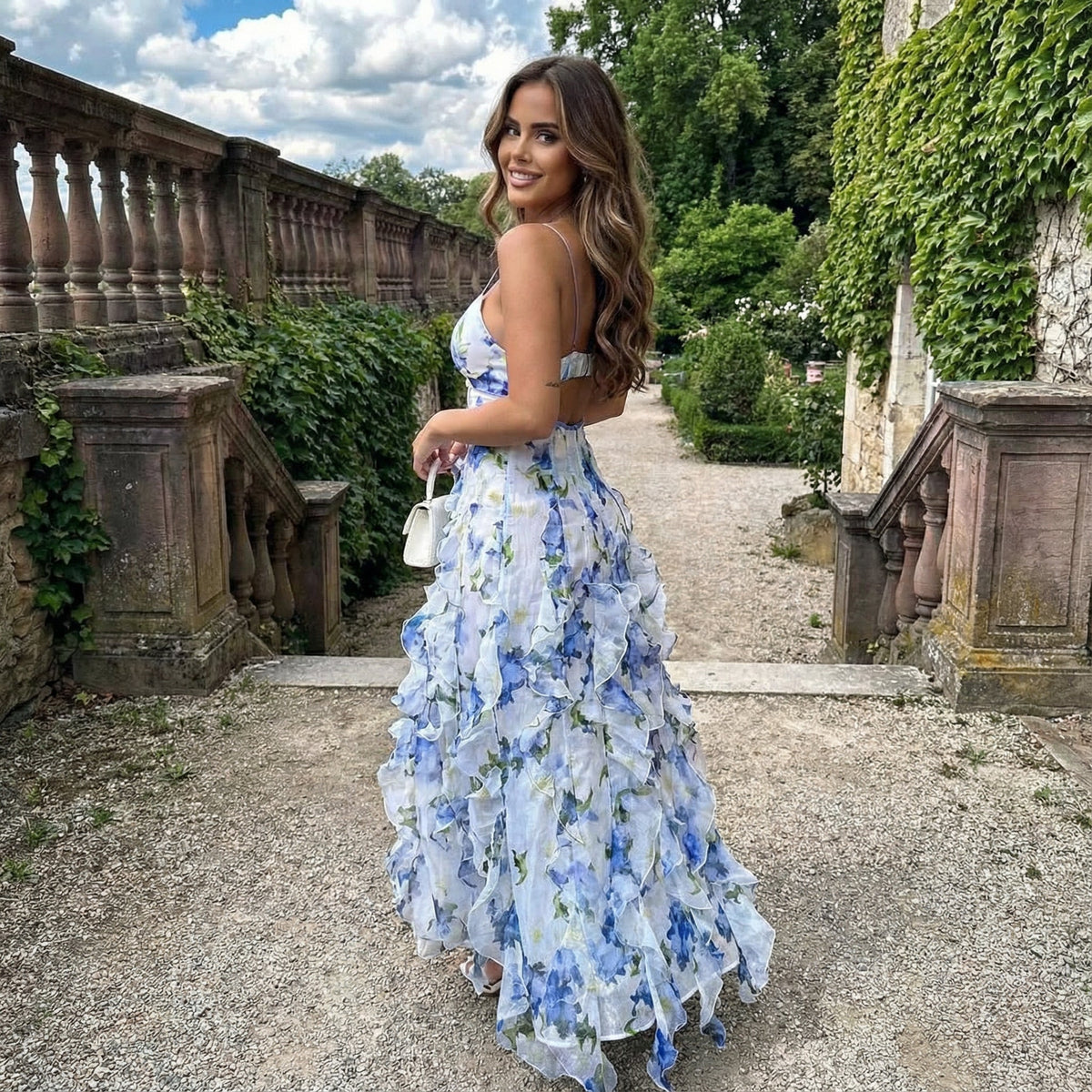 Cyranne - Maxi-jurk met bloemenprint en volants