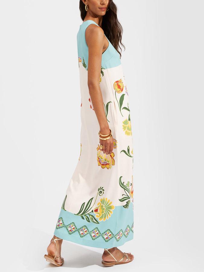 Exquise Zomerse Bloemenprint Mouwloze Midi Jurk