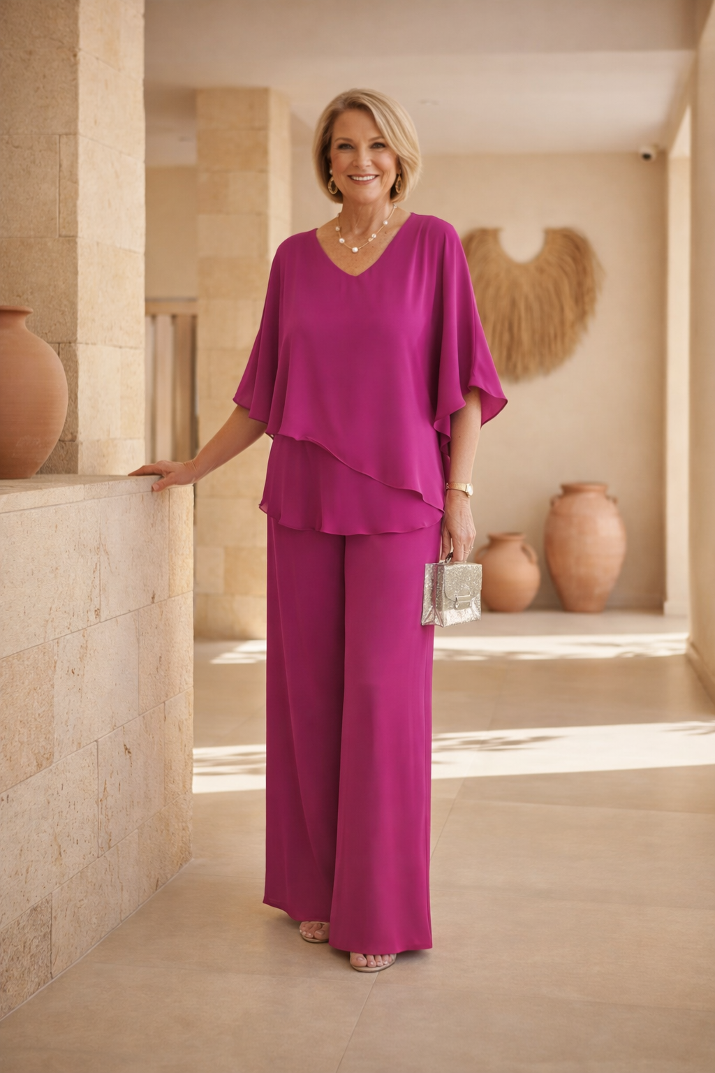 Martha - Zorgeloze Brede Pantalon Set