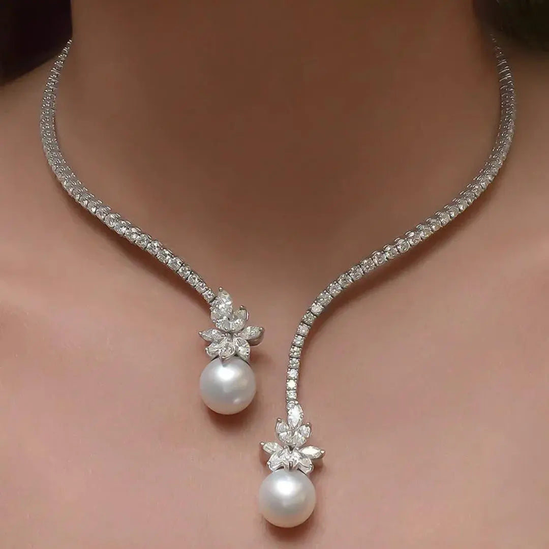 Elegante en sprankelende collier met sterling zilveren parels