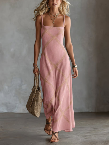 Vittoria – Geometrisch Zwart Camel Jurk