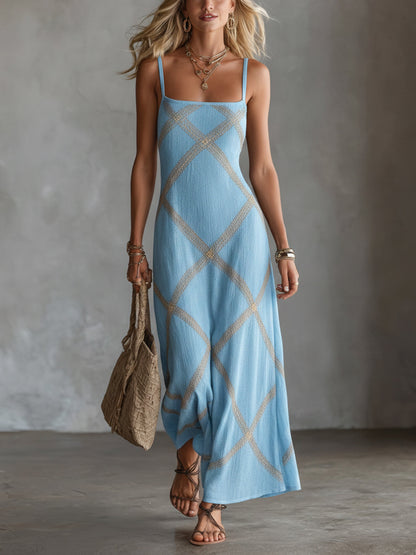 Vittoria – Geometrisch Zwart Camel Jurk