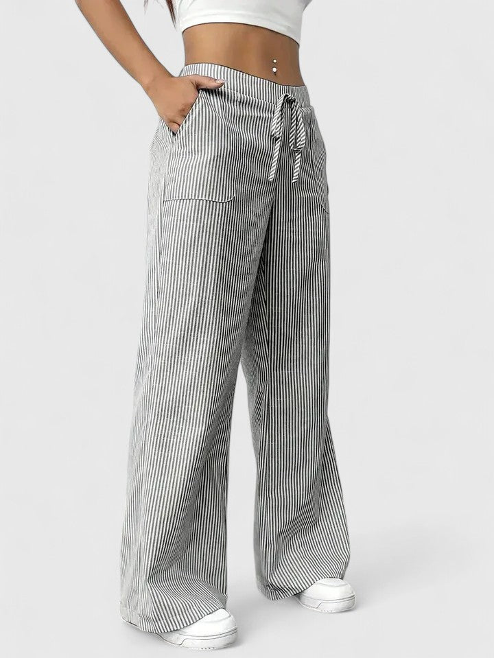 Manon – Comfortabele wide leg broek met strepen