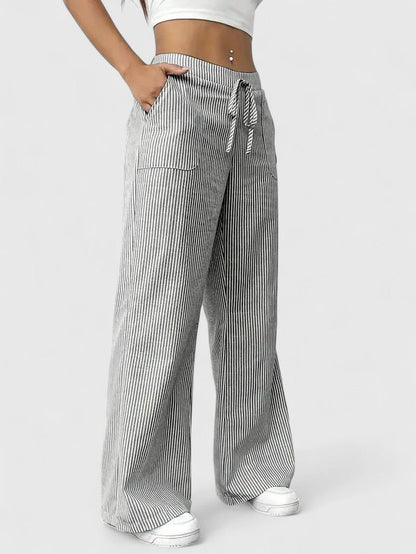 Manon – Comfortabele wide leg broek met strepen