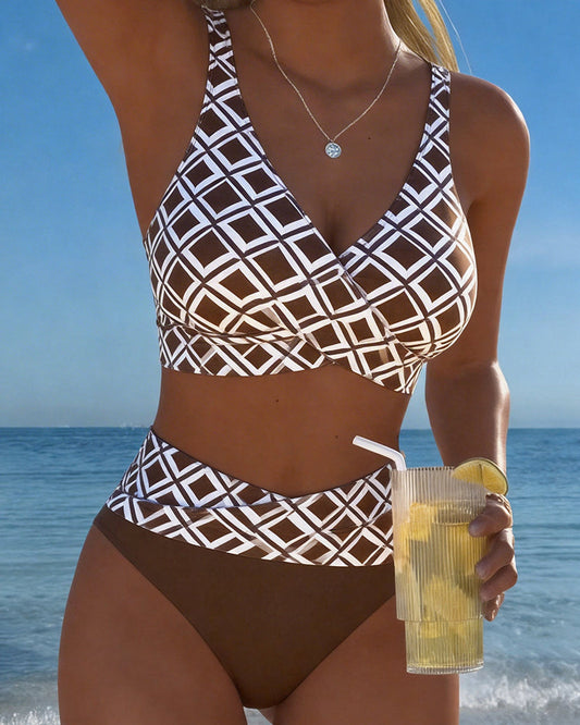 Twee-delig Bikini Met Bh-Snit En Diamantpatroon