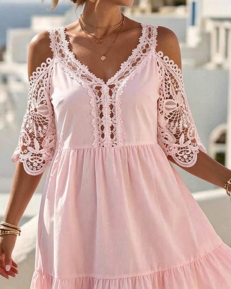 Lisette | Off-Shoulder Kanten Jurkje