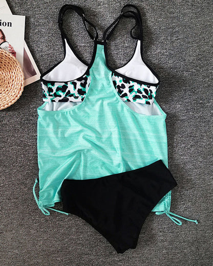 Augustus - Effen Tankini met Luipaardpatroon