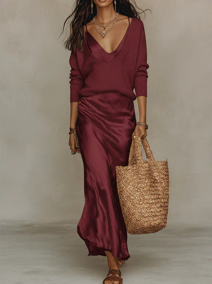 Anaïs – Elegante midi satijnen jurk