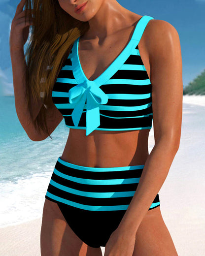 By Esmee® | Gestreepte Bikini met Hoge Taille