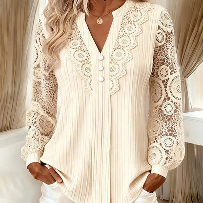 Nadia | Geplooide blouse met kanten mouwen
