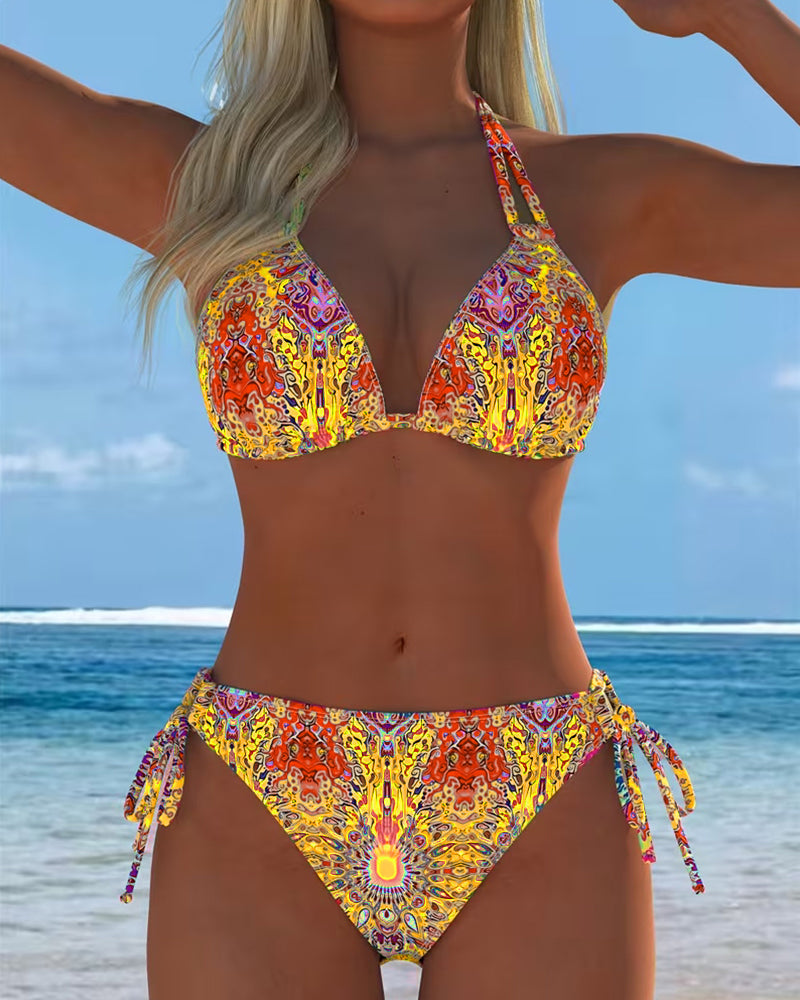 Bikini Kleurrijk Halter Druk