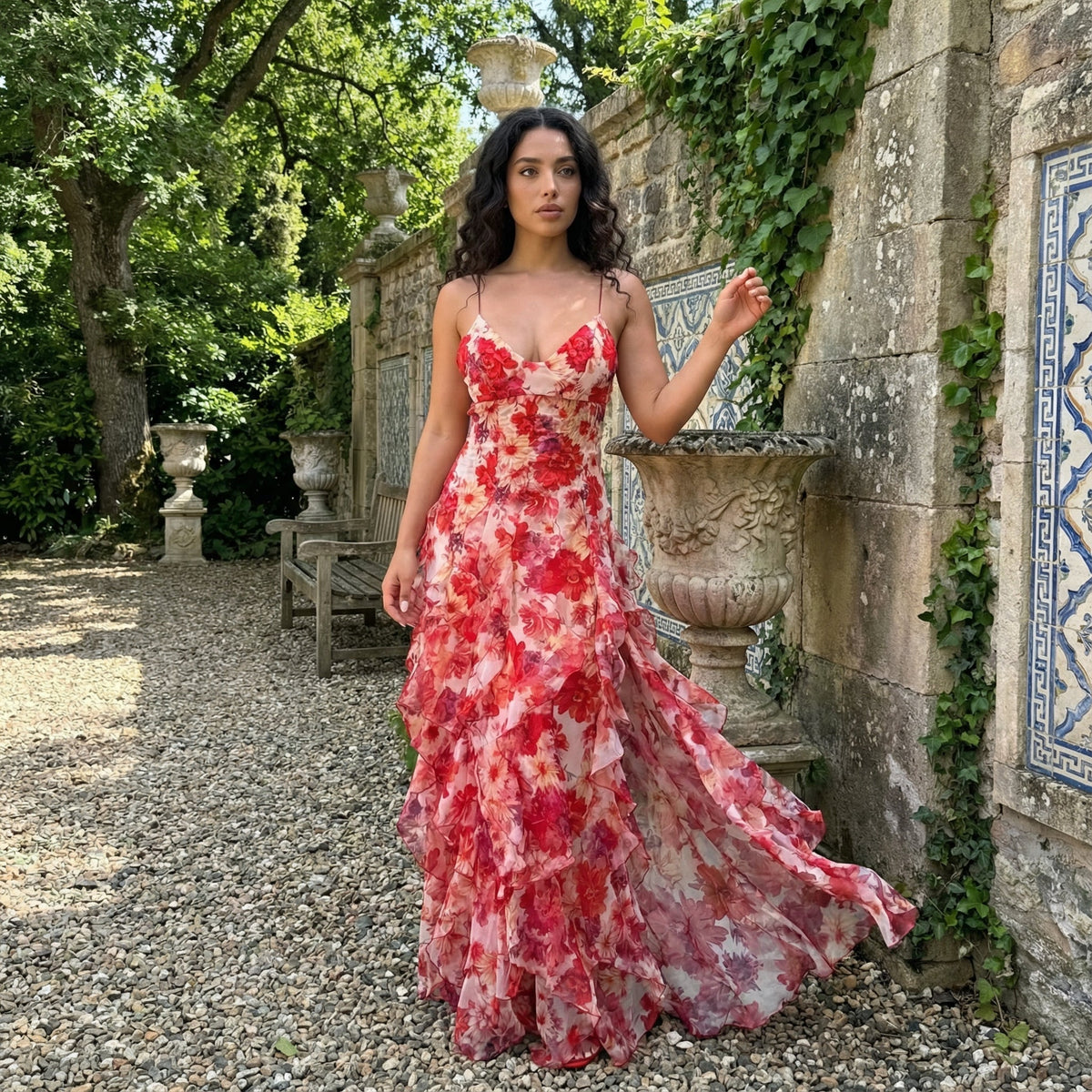 Cyranne - Maxi jurk met bloemenprint en volants