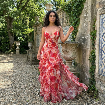 Cyranne - Maxi-jurk met bloemenprint en volants