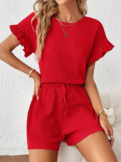 Britt | Casual set met rimpeling en knoopdetails