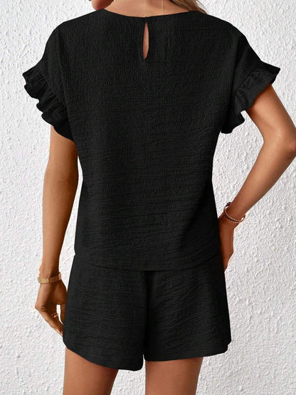 Britt | Casual set met rimpeling en knoopdetails