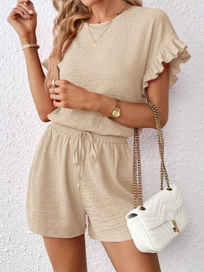 Britt | Casual set met rimpeling en knoopdetails