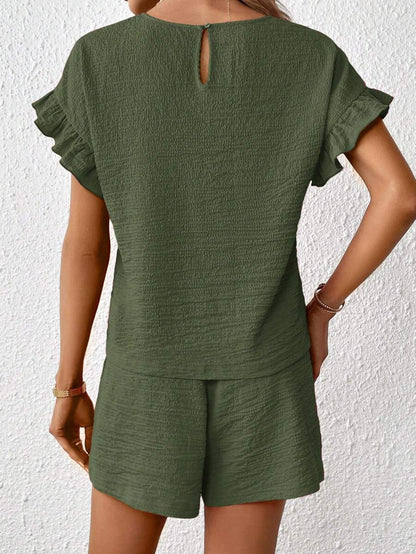 Britt | Casual set met rimpeling en knoopdetails