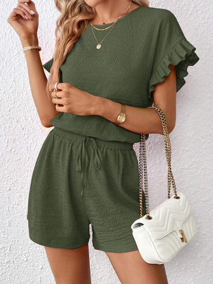 Britt | Casual set met rimpeling en knoopdetails