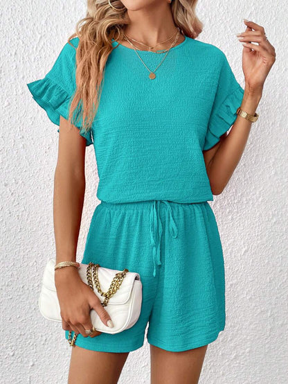 Britt | Casual set met rimpeling en knoopdetails
