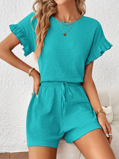 Britt | Casual set met rimpeling en knoopdetails