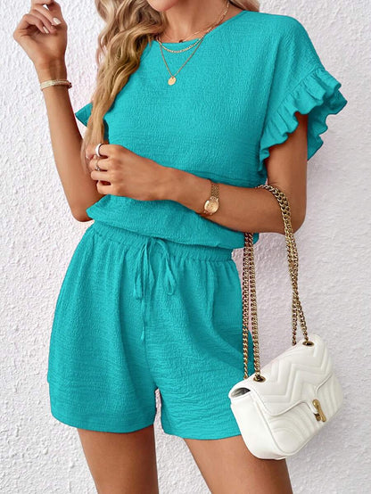 Britt | Casual set met rimpeling en knoopdetails