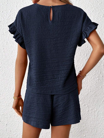 Britt | Casual set met rimpeling en knoopdetails