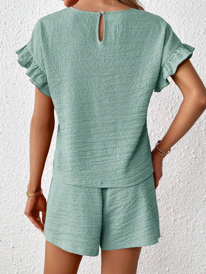 Britt | Casual set met rimpeling en knoopdetails