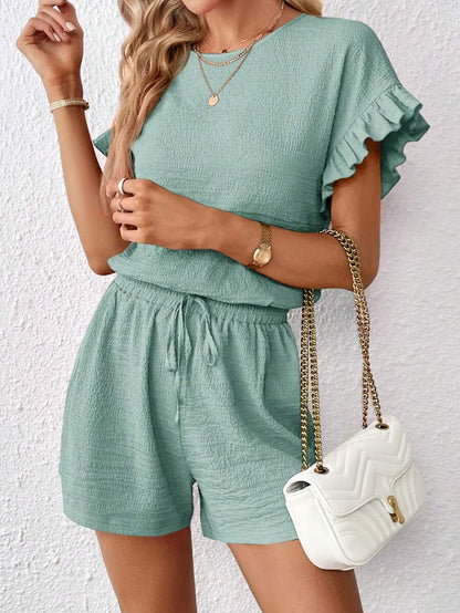 Britt | Casual set met rimpeling en knoopdetails