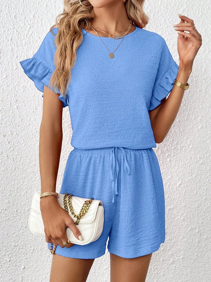 Britt | Casual set met rimpeling en knoopdetails