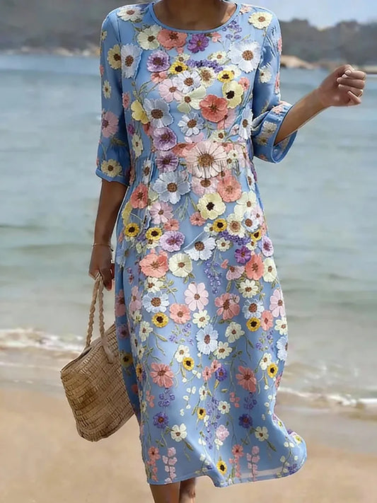 Vrouwelijke casual jurk met bloemenprint