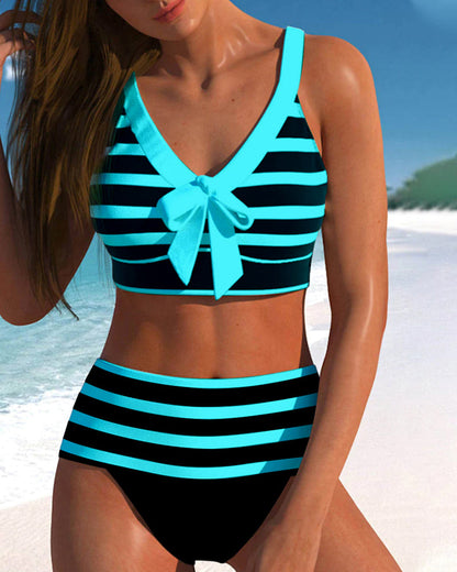 By Esmee® | Gestreepte Bikini met Hoge Taille