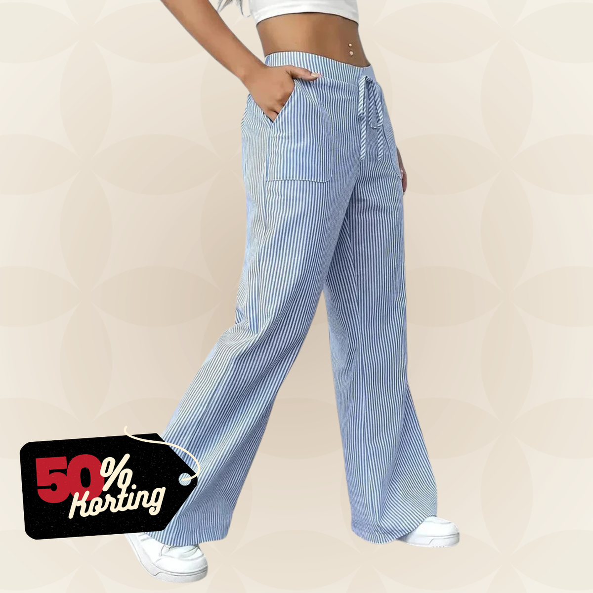 Manon – Comfortabele wide leg broek met strepen