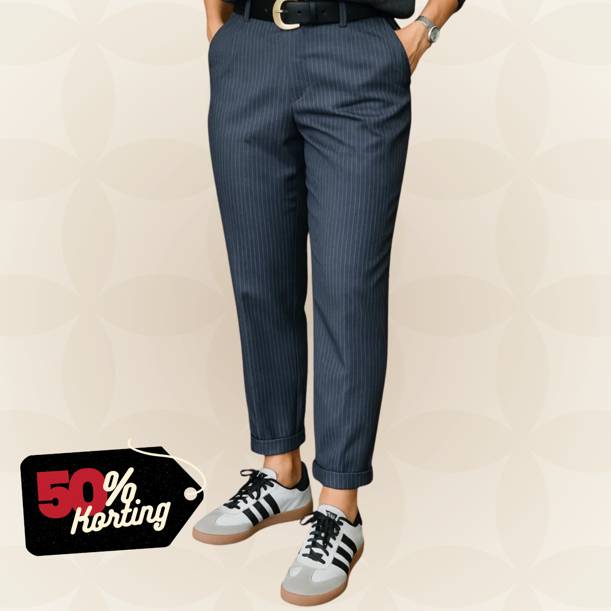 Mathilde – Elegante broek met hoge taille en streep