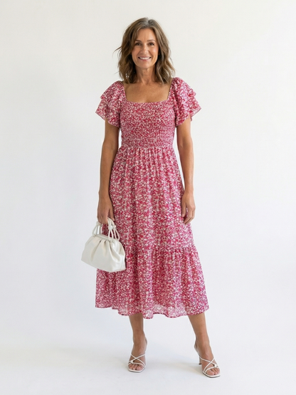 Odette | Midi Jurk met Off-Shoulder Schouders