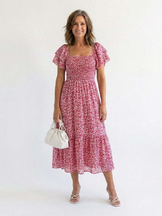 Odette | Midi Jurk met Off-Shoulder Schouders