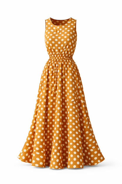 Anne - Polkadot Jurk met Tijdloze Print