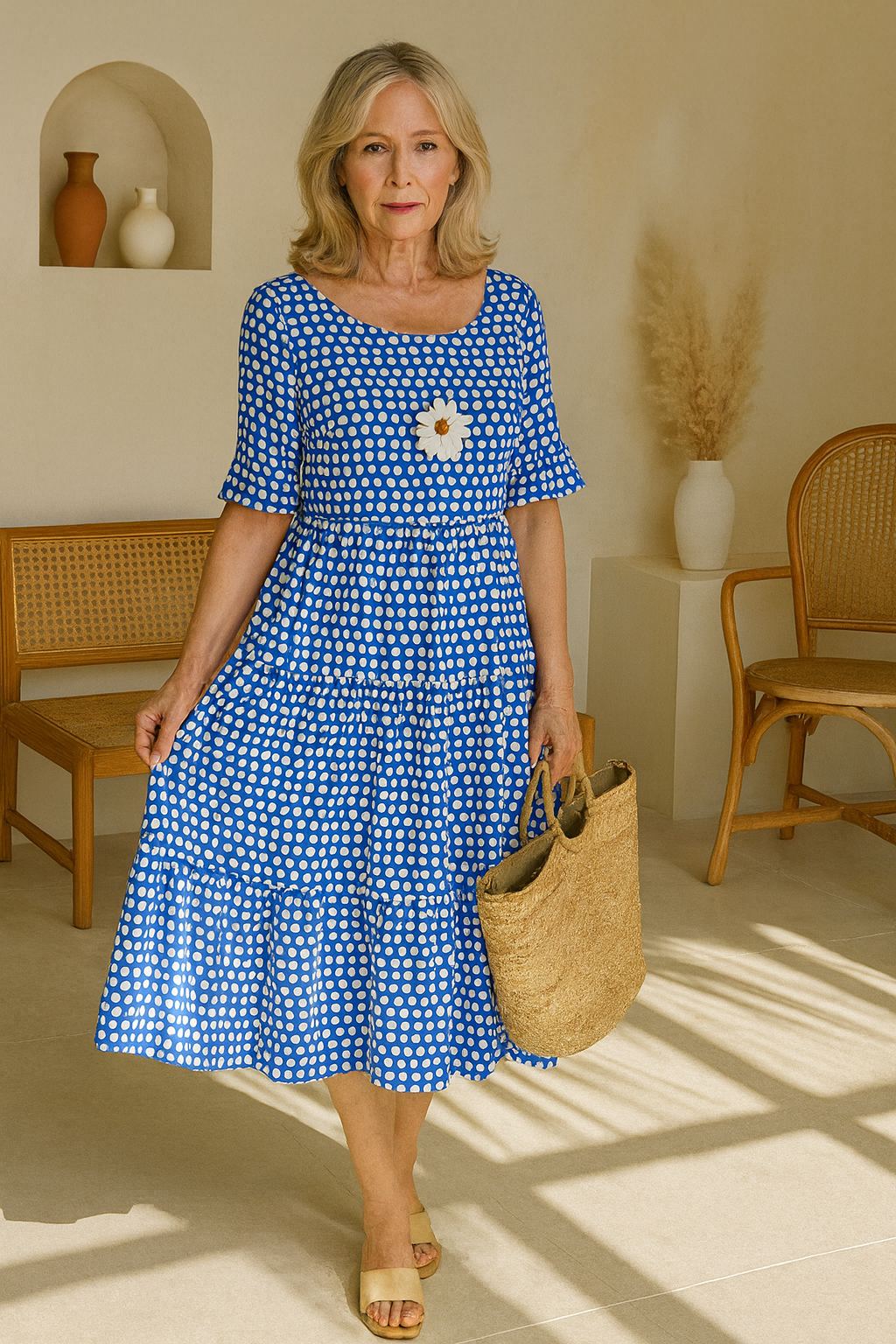Noémie™ — Elegante natuurlijke midi jurk
