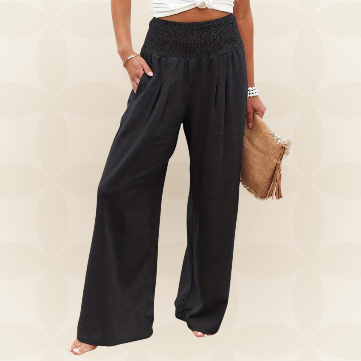 José | Hoge taille lange broek met zakken