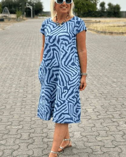 Rita - Jurk met ronde hals en patroon