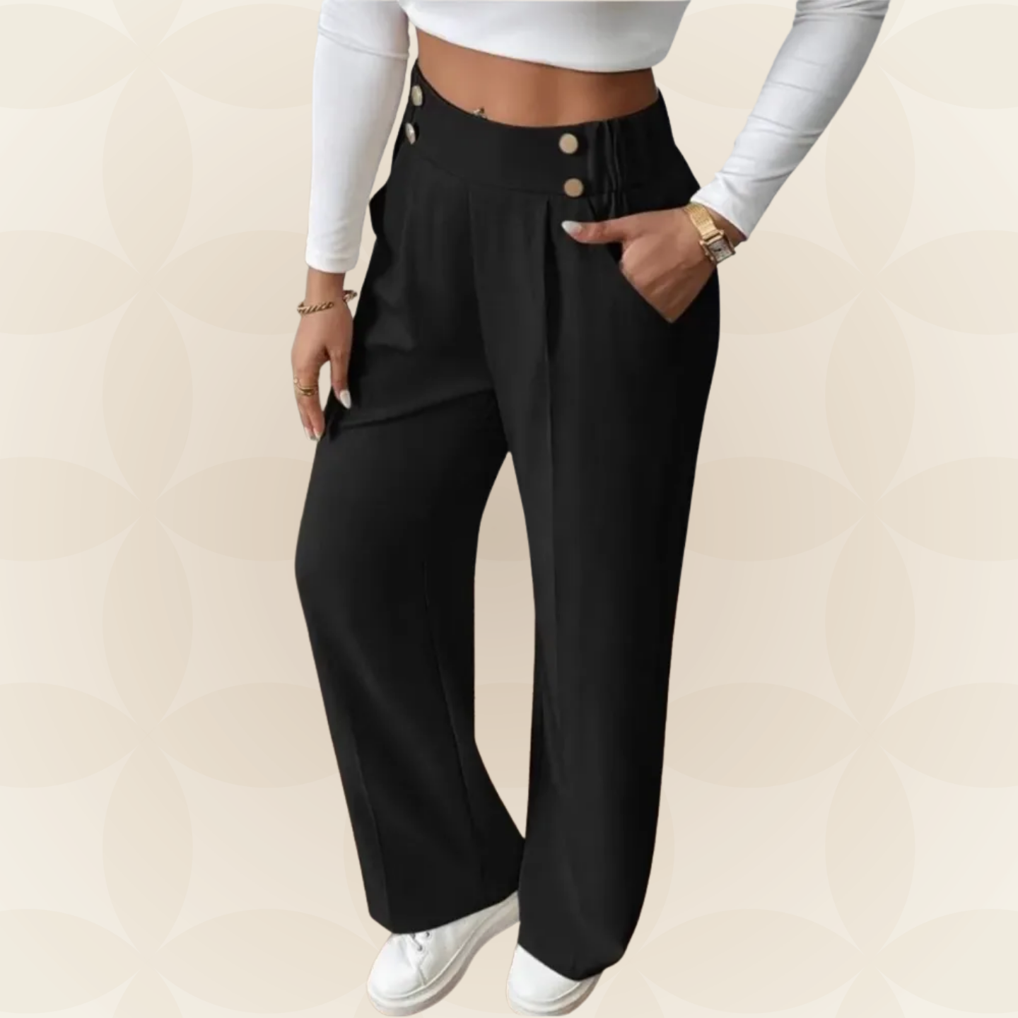 Anita - Fijne rechte Casual broek met mooie details