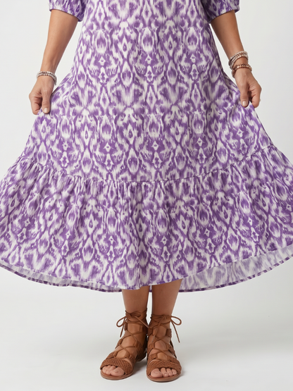 Penelope | Geprinte Tassel Tie Midi Jurk