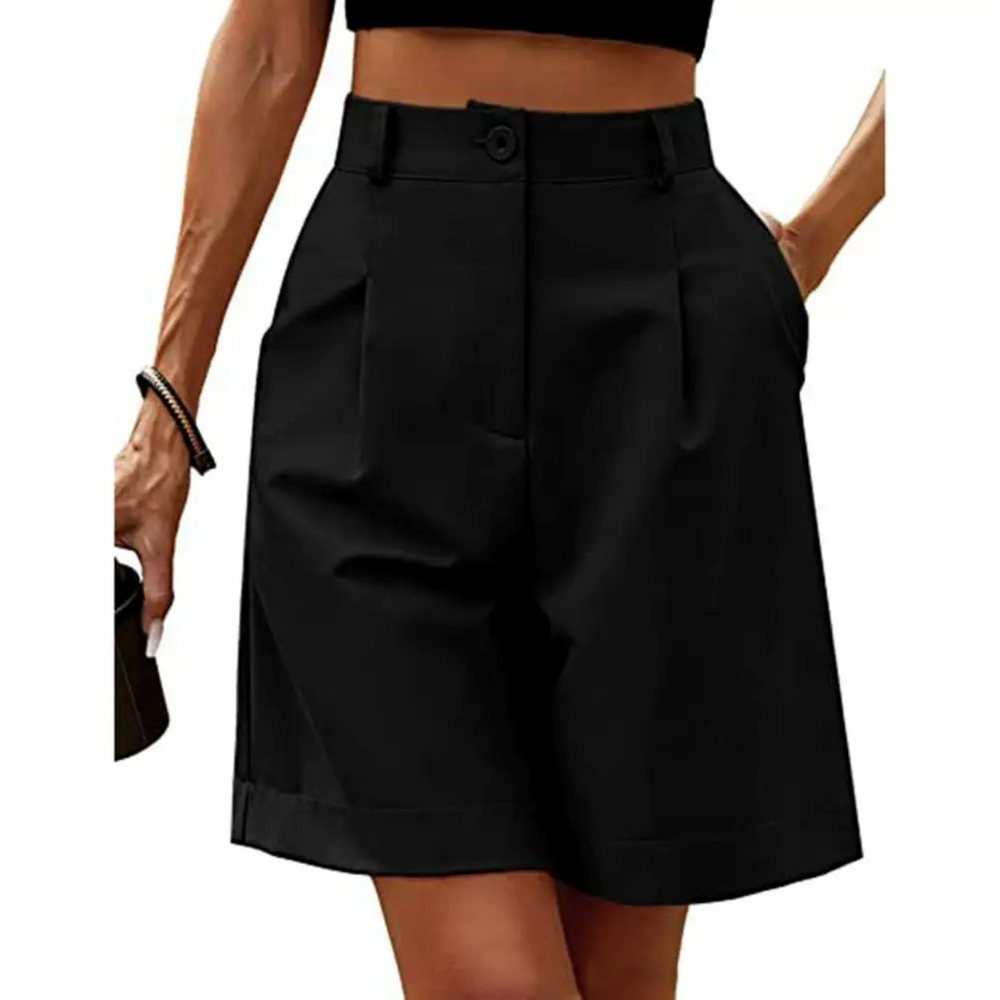 Yvonne - Elegante bermuda met plooien