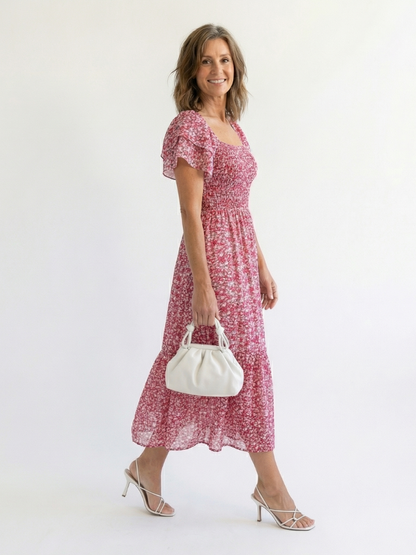 Odette | Midi Jurk met Off-Shoulder Schouders