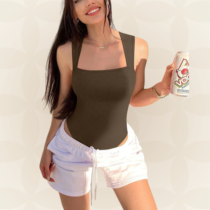 Angelique – Corrigerende geribbelde bodysuit met vierkante hals