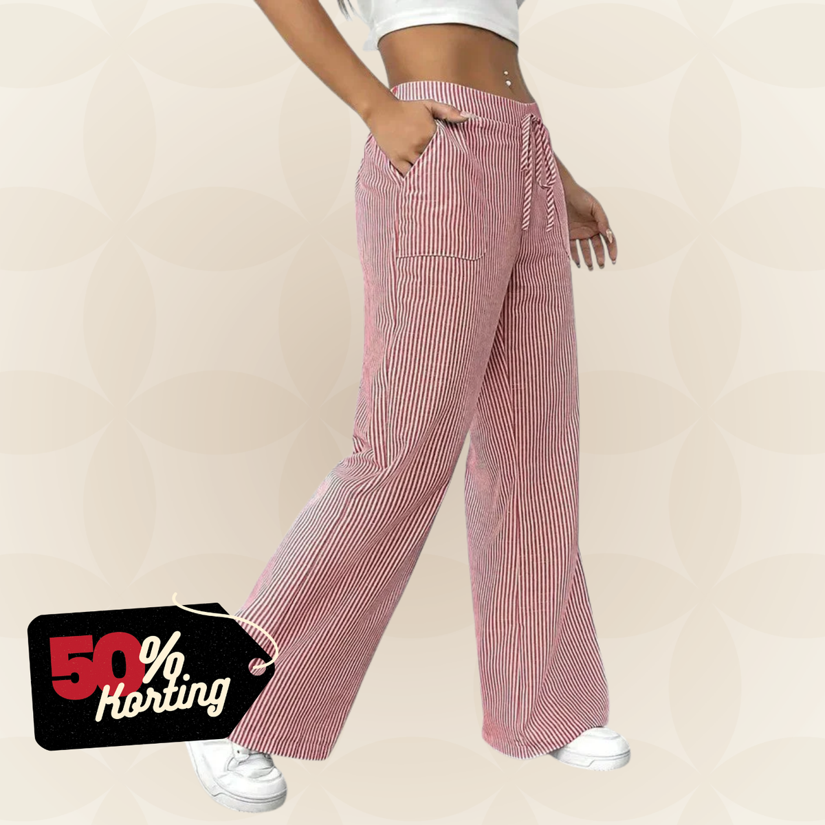 Manon – Comfortabele wide leg broek met strepen
