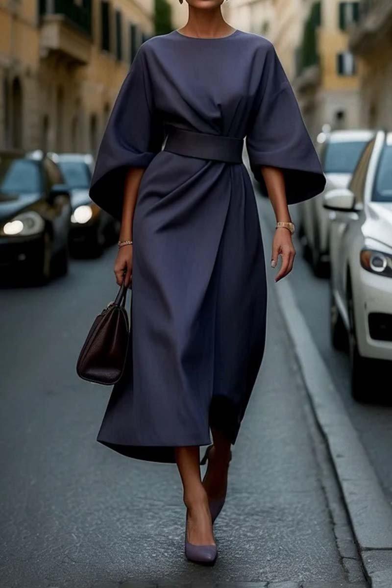 Elegante Effen Kleur Taille Jurk