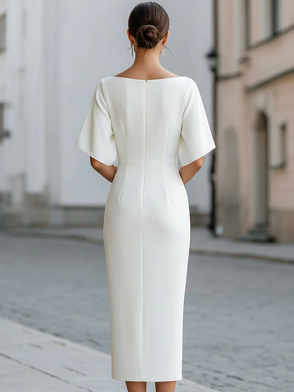 Bootneck Midi-lengte Aansluitend Jurk