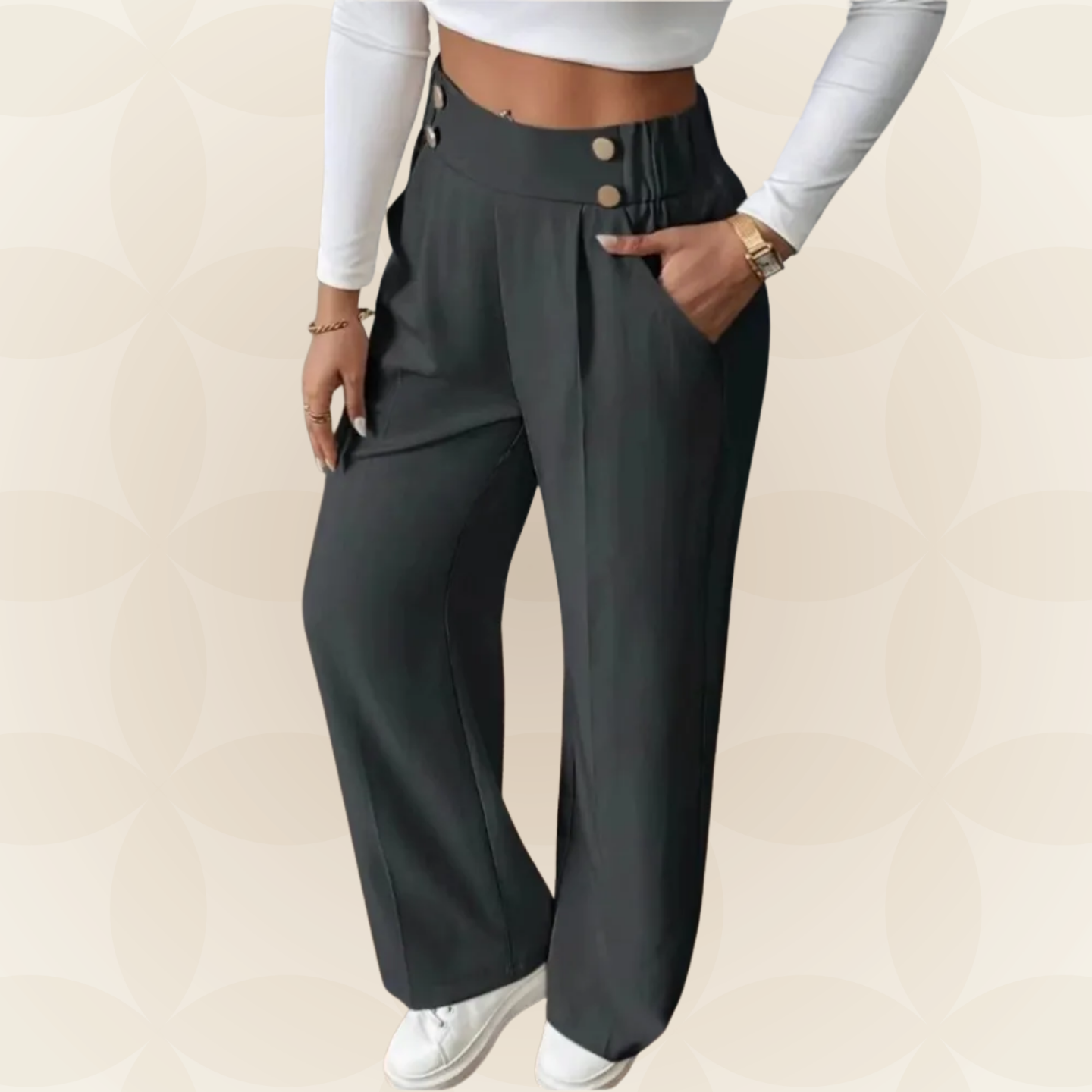 Anita - Fijne rechte Casual broek met mooie details
