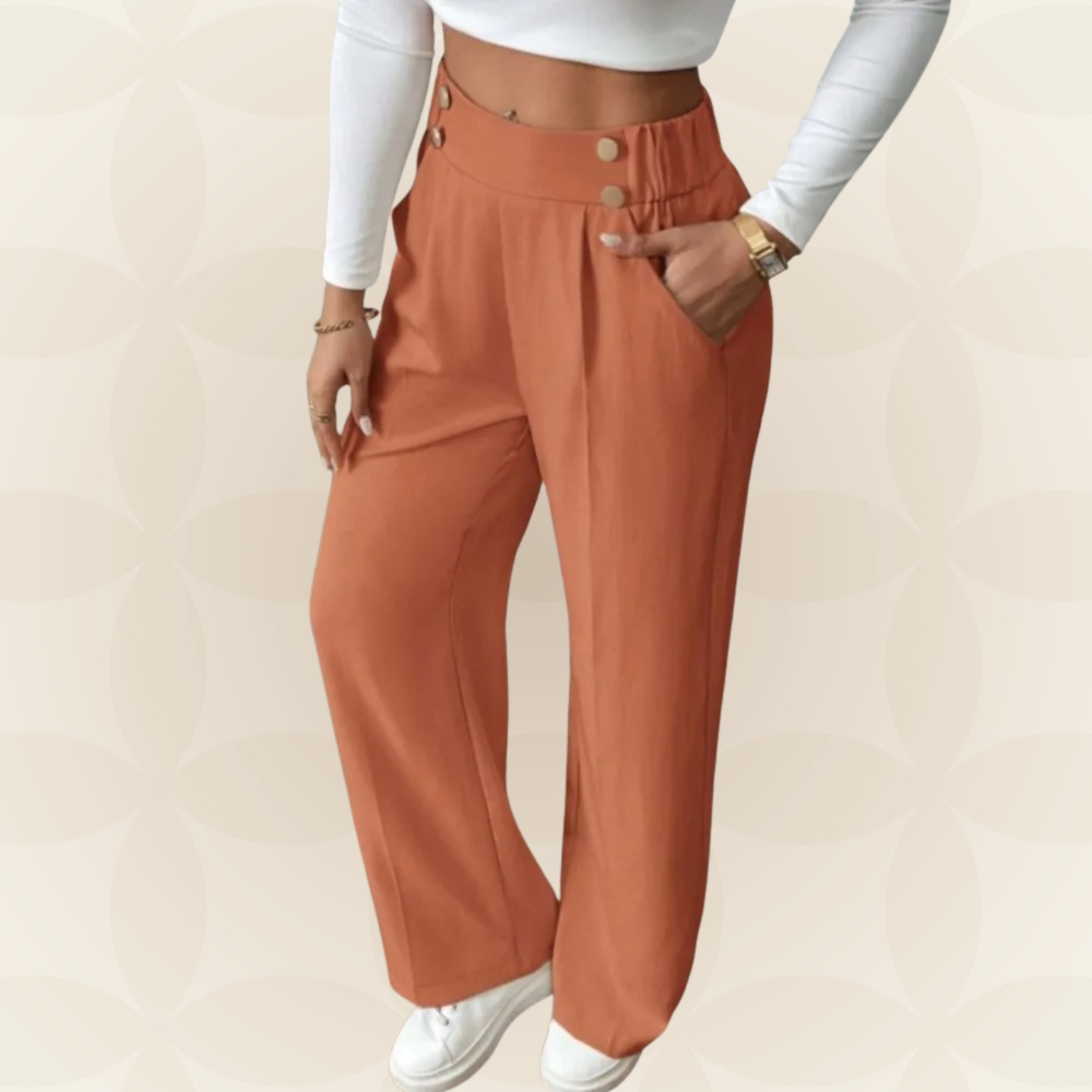 Anita - Fijne rechte Casual broek met mooie details