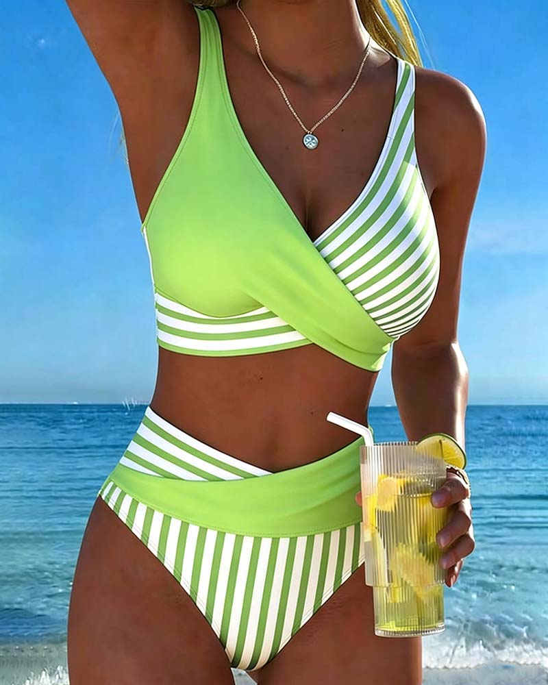 Bikini Kruzende Strepen Gedrukt